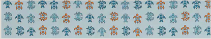 Woven fabric swatch — teal and rust motif on cream